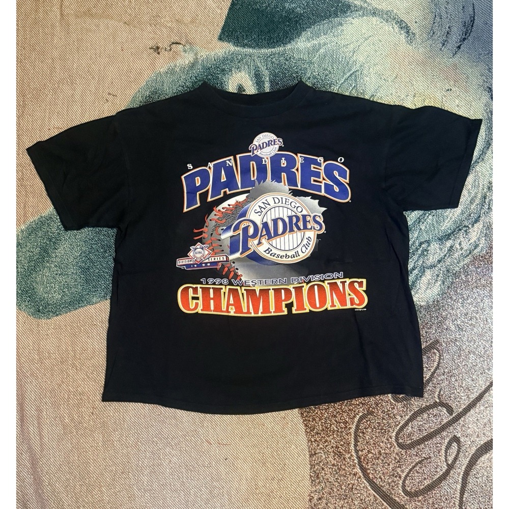 Vintage San Diego Padres 1998 Western Division Champions Men L Black‎ Baseball